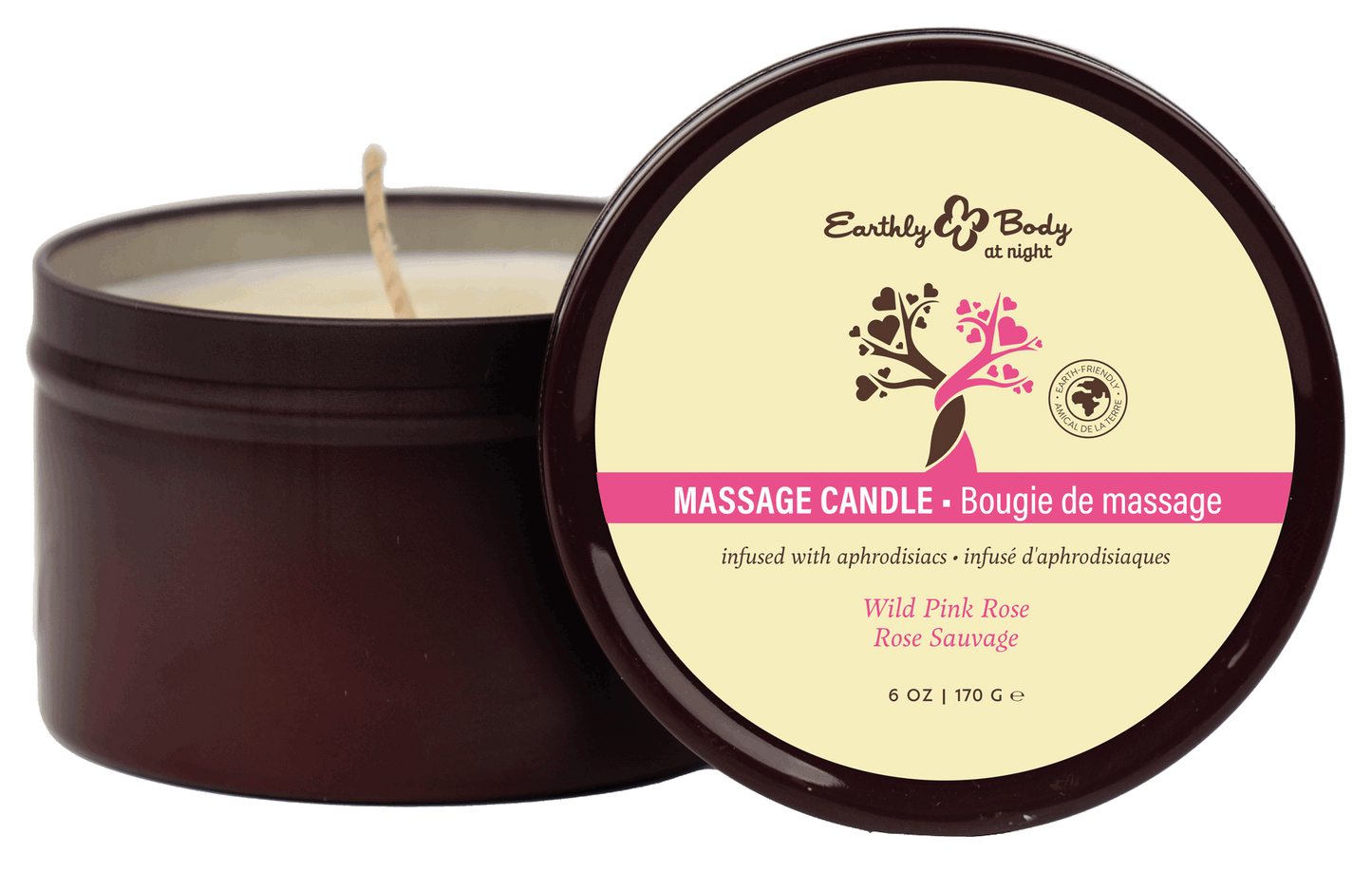 Earthly Body at Night Candle Aphrodisiac Collection Wild Pink Rose 6oz