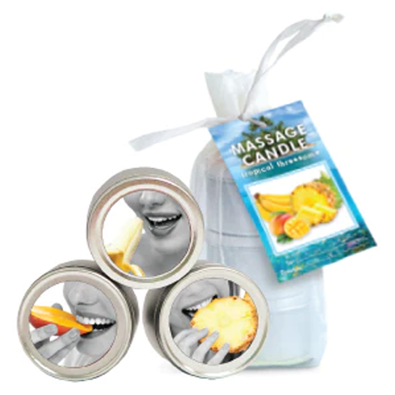 Edible Mini Candle Tropical Trio: 3 Mango, Pineapple, Banana 2 Fl Oz / 60 Ml