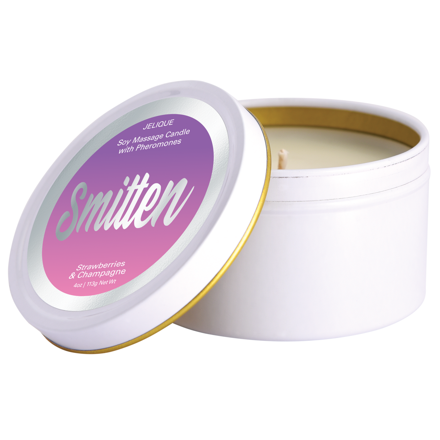 Smitten MOOD CANDLES Pheromone Soy Massage Candles Strawberry & Champagne 4oz | 113g