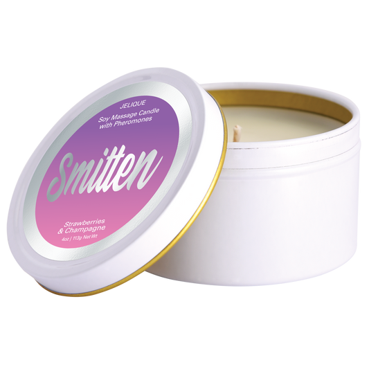 Smitten MOOD CANDLES Pheromone Soy Massage Candles Strawberry & Champagne 4oz | 113g